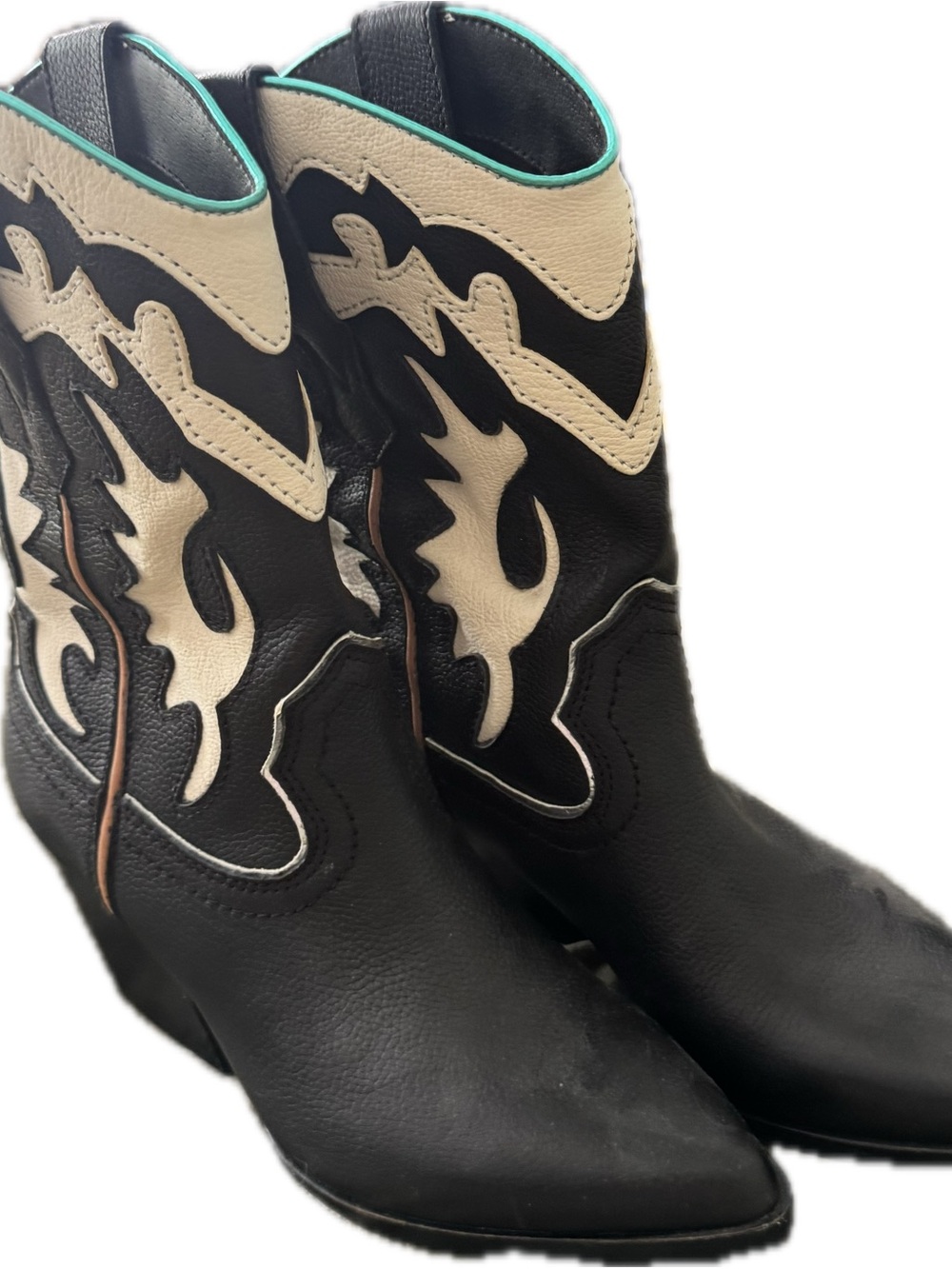Dolce Vita Black and Cream Western Heeled Boots